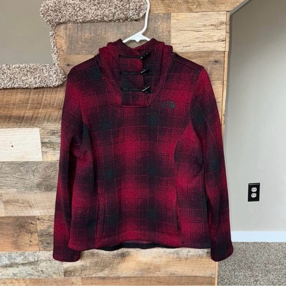 The North Face Red and Black Plaid Hoodie - Picture 1 of 2